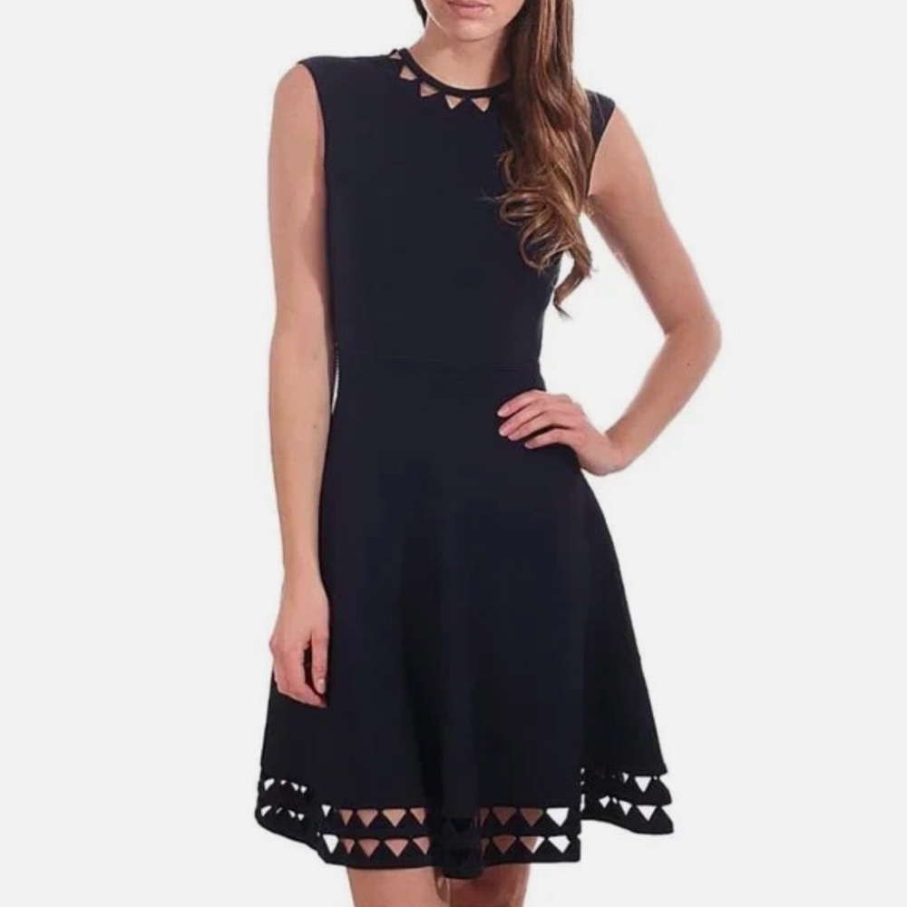 Ted Baker 3 US 8-10 - Kathryn Cutwork Knitted Skater Navy Sleeveless Dress